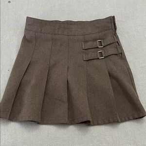 French Toast Gray School Pleated Skirt with Buckle Accents